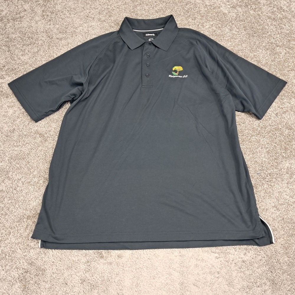 Ashworth Mens EZ Tech Pima Cotton Polo Shirt‎ XL Gray Golf Performance